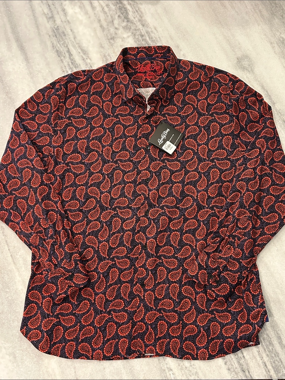NWT Lansky Bros Paisley Park Button Up Shirt sz 3XL Purple Orange Paisley